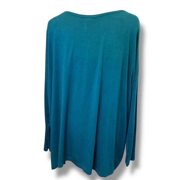 Piko Women’s Long Sleeve Wide Neck Oversized Bamboo Tunic, Teal, size L - Picture 4 of 9